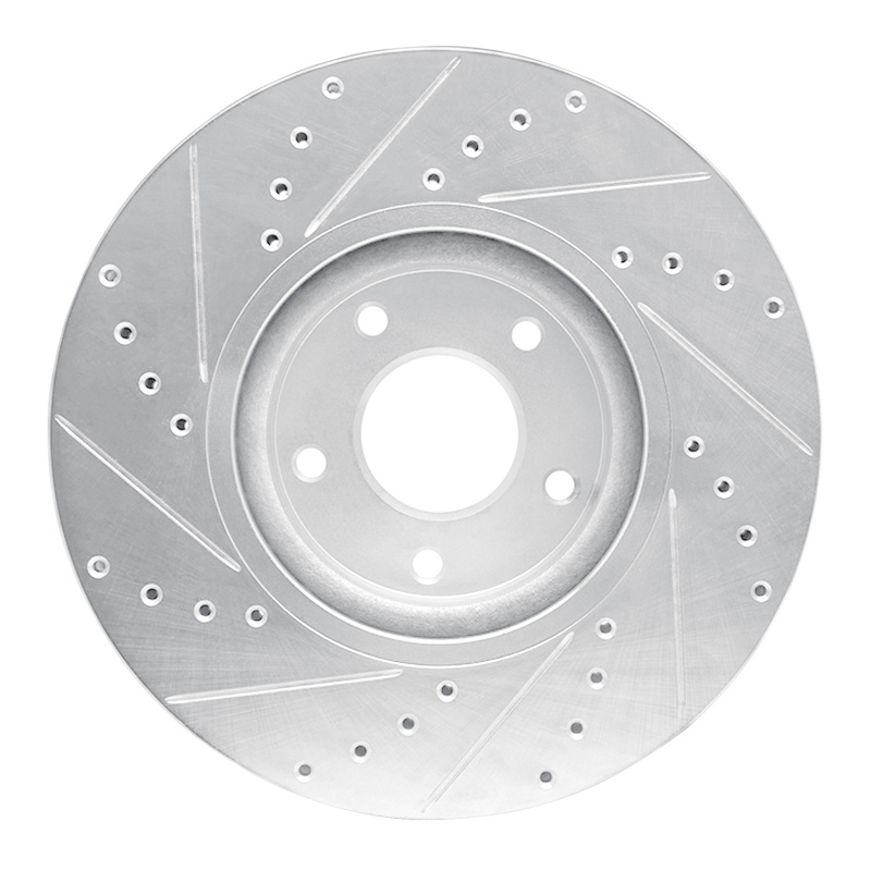 Nissan Juke Brake Rotor (1) - Front Right - R1 Concepts - Drilled & Slotted - Silver - `07-`17